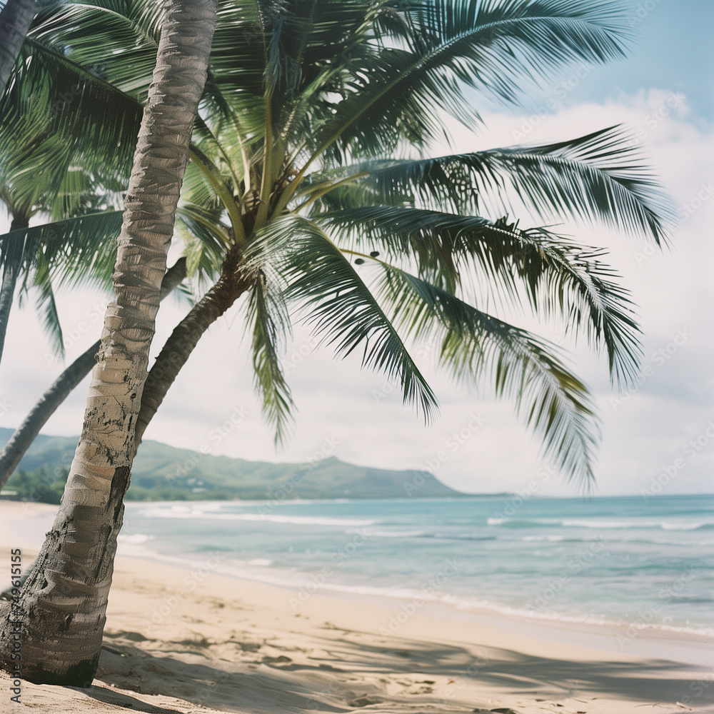 Tropical Beach Paradise with Lush Palm Trees and Ocean View Tropical Beach Paradise with Lush Palm Trees and Ocean View