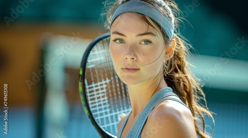 Woman Holding Tennis Racquet on Tennis Court