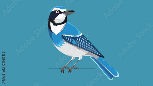 Flat Design Blue Jay Vector Illustration. Perfect for Nature-Themed Designs. 