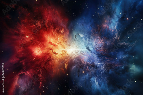 A cosmic collision between two galaxies, creating a breathtaking display of cosmic fireworks.