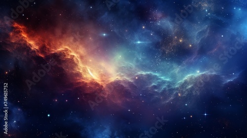 Space background with realistic nebula and shining stars. Neural network AI generated art © mehaniq41