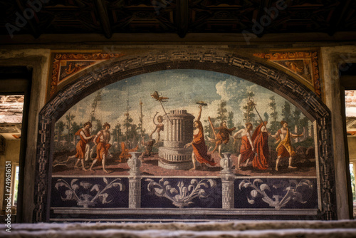 Intricate Roman bathhouse mosaic