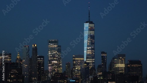 Lower Manhattan skyline at night