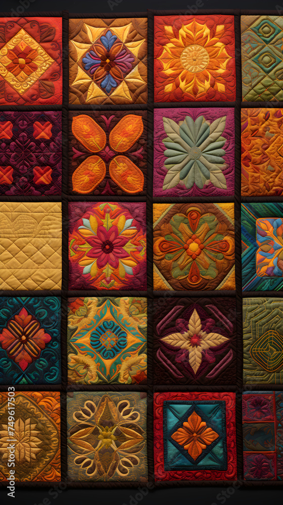 The Artistry of Tradition and Creativity Showcased through Colorful Quilt Collection