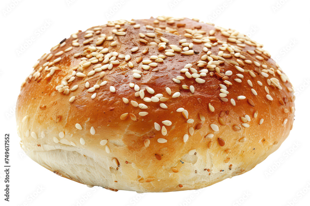 Golden brown sesame seed burger bun, cut out - stock png. Golden brown sesame seed burger bun, cut out - stock png.