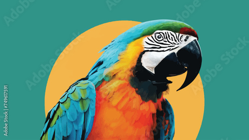 Flat Design Macaw Vector Illustration. Perfect for Adding Tropical Vibes to Your Designs.