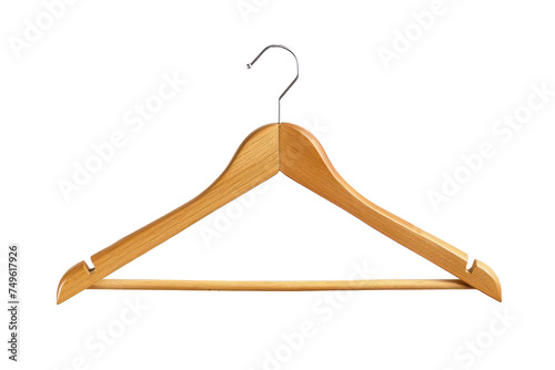 Classic wooden clothes hanger, cut out - stock png.