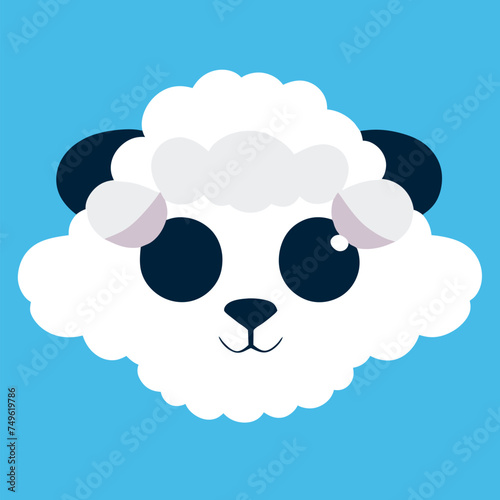a sheep head logo, the smallest flat vector logo,, with no realistic photo details, vector illustration kawaii © Gear Digital