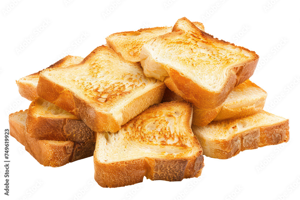 Crispy golden toast stacked, cut out - stock png. Crispy golden toast stacked, cut out - stock png.