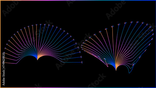 The vector dotted spiral vortex graphic is a visually interesting and complex image. use of color, movement, and text, all contribute to its overall effect.