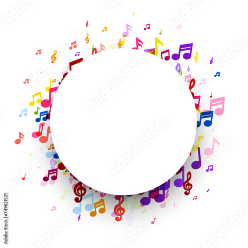 Circular Frame with Colorful Musical Notes