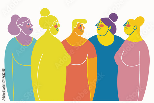A group of plus size women, body positive vector illustration