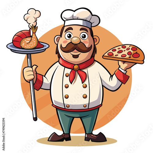 Vector illustration and artwork of a restaurant waiter