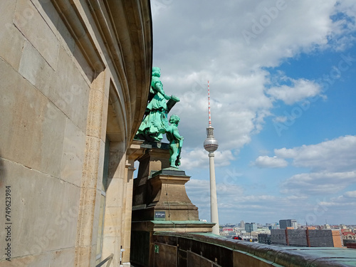 The view from the Berlin Dom observation deck. Aerial view of Berlin, Germany, view of the TV tower.