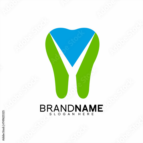 Dental care logo design with letter V Y concept.