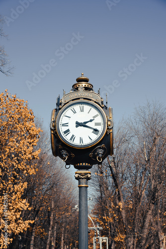 An old clock on the street in Bucharest, Romania