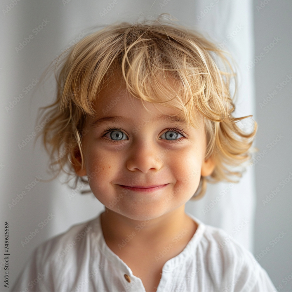 2 years old boy, smile, happy, white background, Natural light 