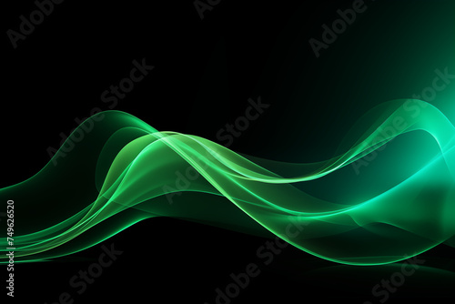 abstract green wave on black background
