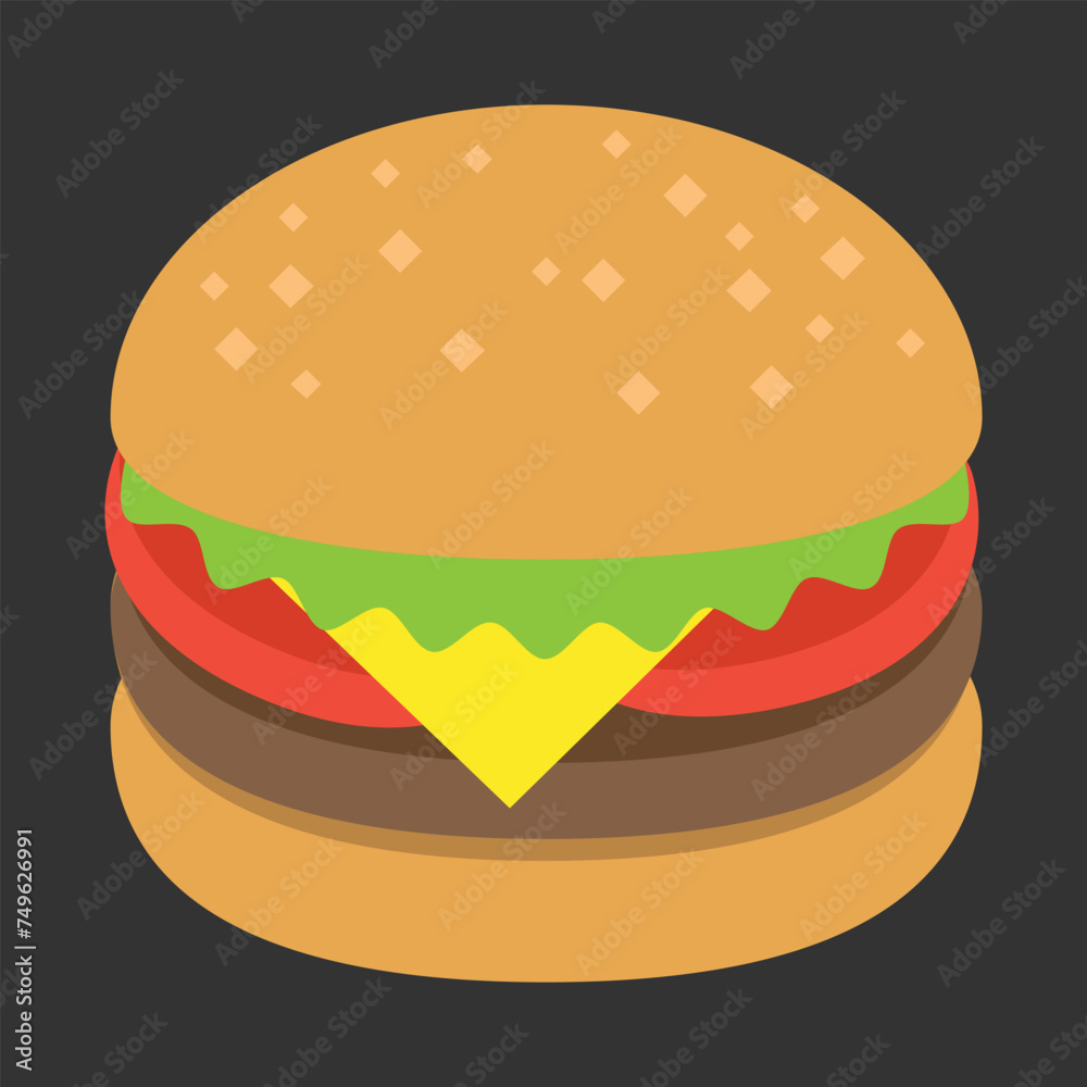 Burger vector icon design. Isolated Hamburger fast food sign design. Burger vector icon design. Isolated Hamburger fast food sign design.