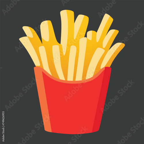 French fries vector icon. Isolated chips, potato fast food sign design.