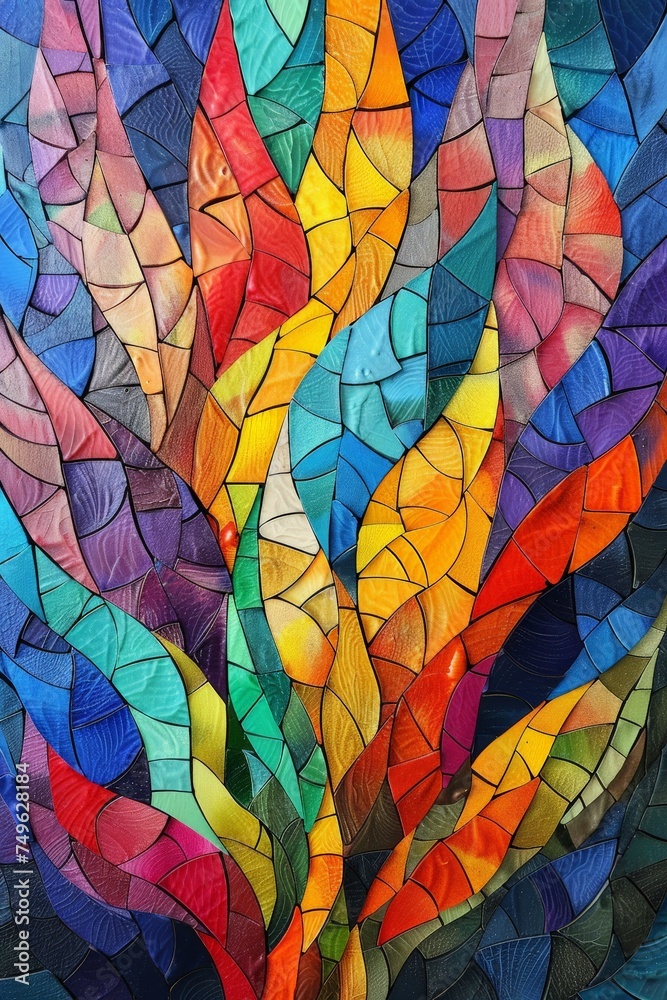Colorful Stained Glass Tree Painting Colorful Stained Glass Tree Painting