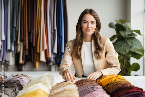 Fashion Consultant Sorting Fabric Swatches photo