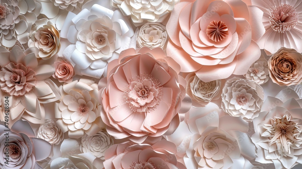 Paper Flowers Arranged on Wall Paper Flowers Arranged on Wall