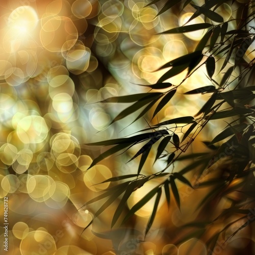Blurry Bamboo Tree With Background Lights