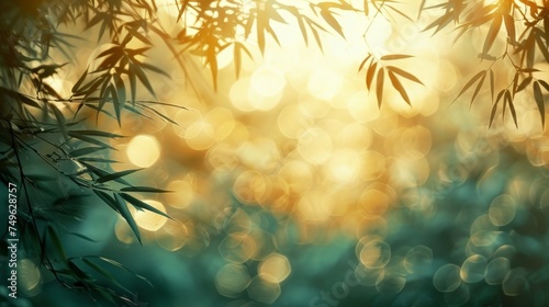 Sunlit Bamboo Tree Close Up