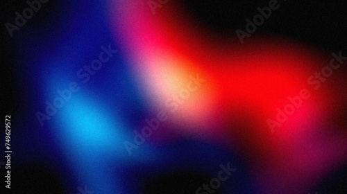 Vibrant grainy gradient abstract background blue red glowing color shape on black background colorful poster web banner design