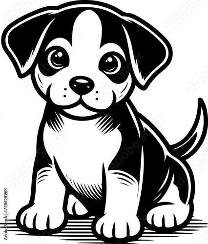 Cute puppy kid black outline cartoon style vector illustration. Coloring book.