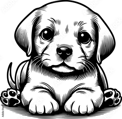 Cute puppy kid black outline cartoon style vector illustration. Coloring book.