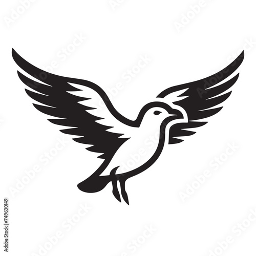 Vintage Retro Styled Vector Seagull Silhouette Black and White - illustration