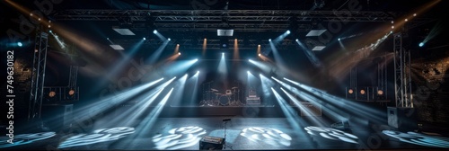Scenery of a stage with lights in the background