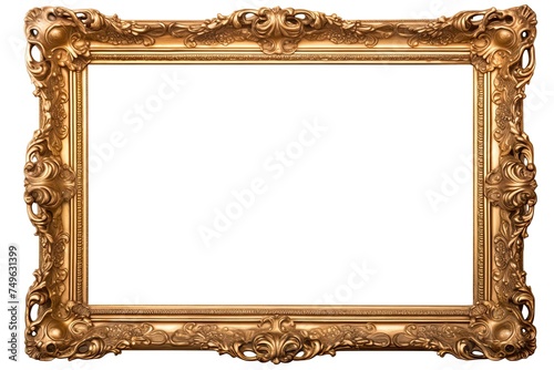 Big and Beautiful Retro Gold Frame Adorned in Aged Gilt. Isolated on White