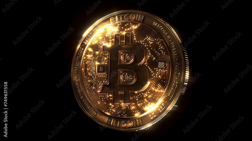 Golden coin with dollar sign on black background Golden coin with dollar sign on black background