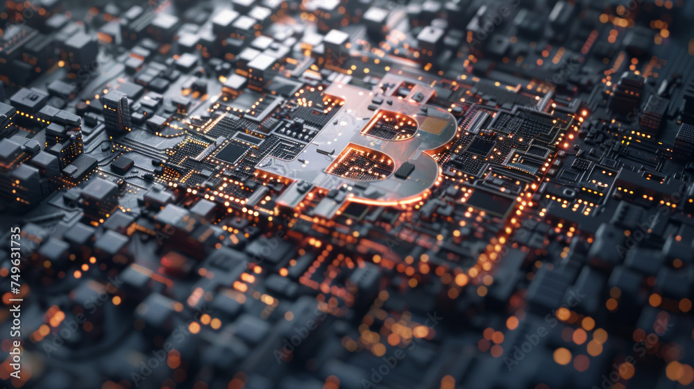 Blue Jeans Texture with Computer Circuit Board Background Blue Jeans Texture with Computer Circuit Board Background
