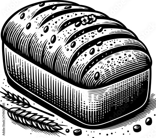 Bread loaf black outline vector illustration.