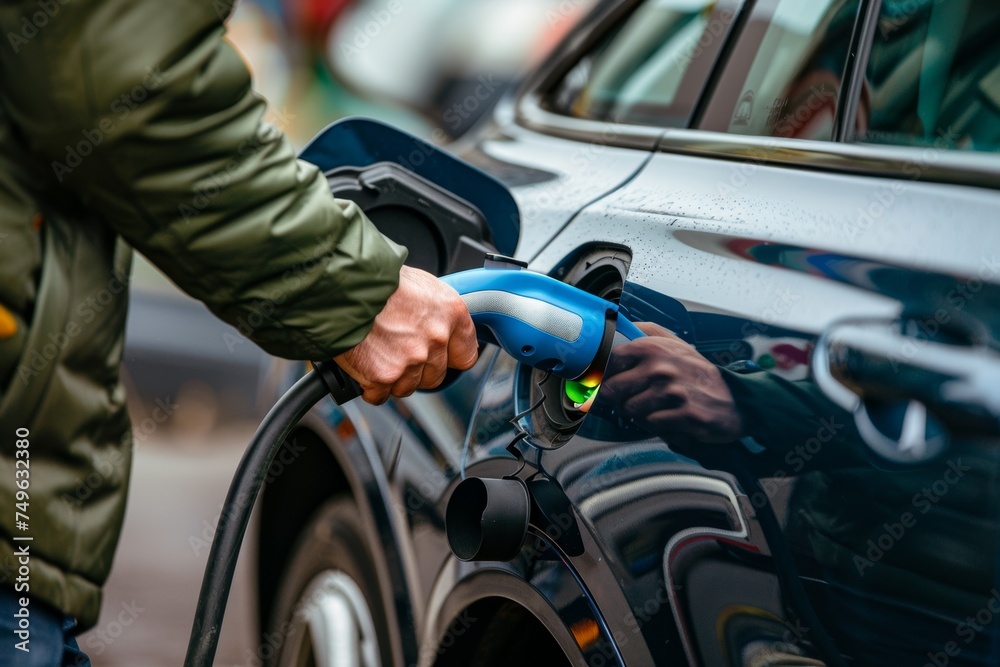Eco-Friendly Charging by a Man