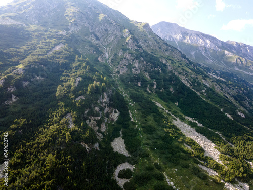 Aerial view of Pirin Mountain near Banderitsa River, Bulgaria
