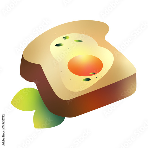 Breakfast: Bread with Egg. quality image, vectorized, vector.