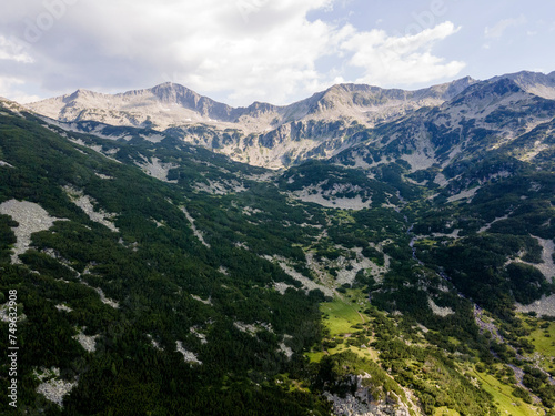 Aerial view of Pirin Mountain near Banderitsa River, Bulgaria