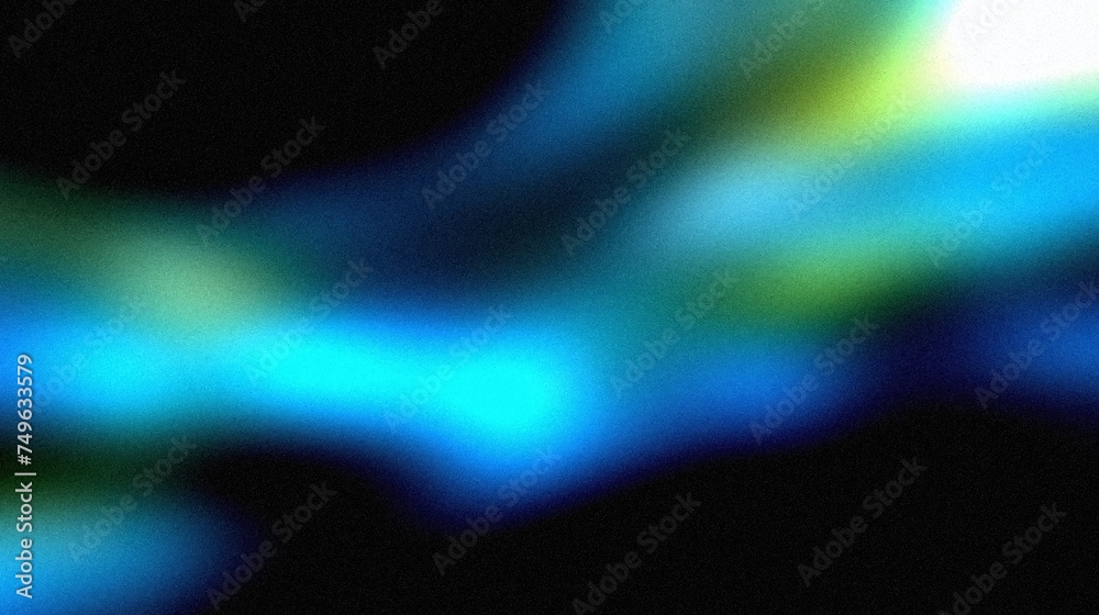 Vibrant grainy gradient abstract background blue green glowing color shape on black background colorful poster web banner design