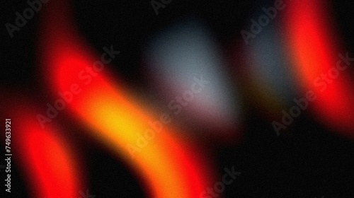 Vibrant grainy gradient abstract background red orange white glowing color shape on black background colorful poster web banner design