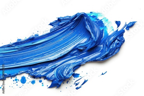 Electric Blue Acrylic Paint Textured Strokes on a White Backdrop