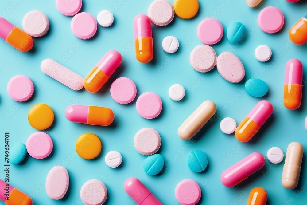 Concept background for health care with pills with light blue colors. Concept background for health care with pills with light blue colors.