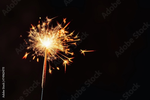 Sparks of a sparkler on a black background.