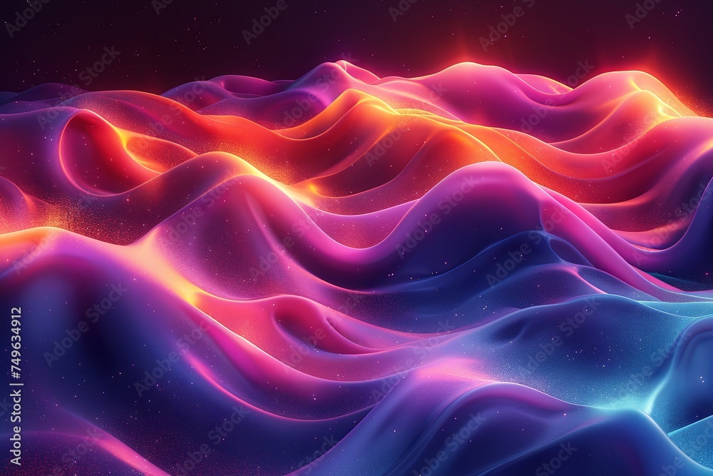 a colourful wavy background, in the style of futuristic digital art, iridescent, dark compositions, bold colorful lines. Generative AI