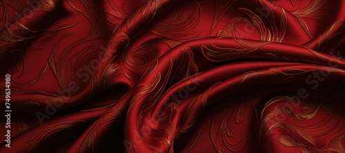 waves of red cloth with floral motif 10