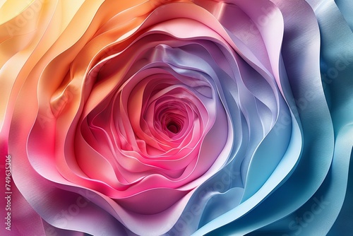 an artistic spiral background, in the style of light magenta and aquamarine, macro perspectives, colorful layered forms, sculptural volumes. Generative AI